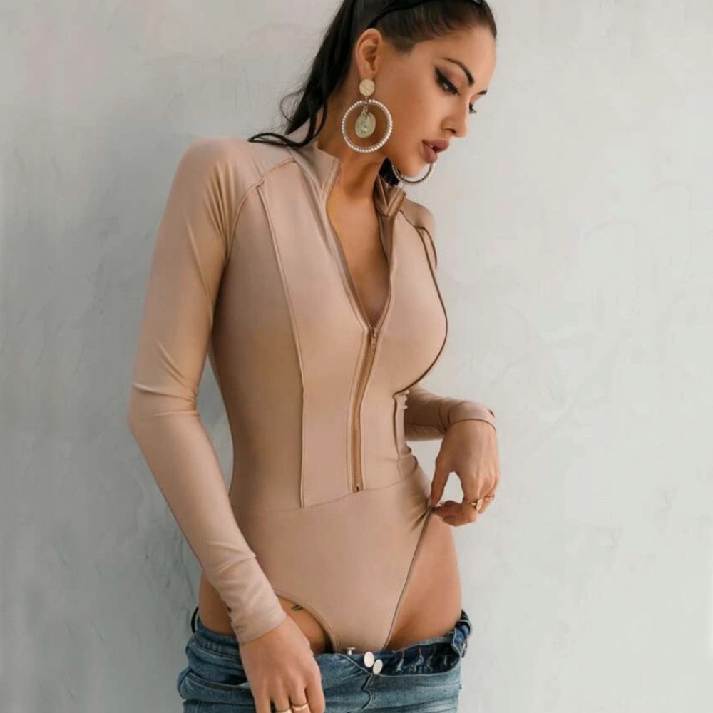 Zip Up Long Sleeve Bodysuit | Activewear - Picture 2 of 8